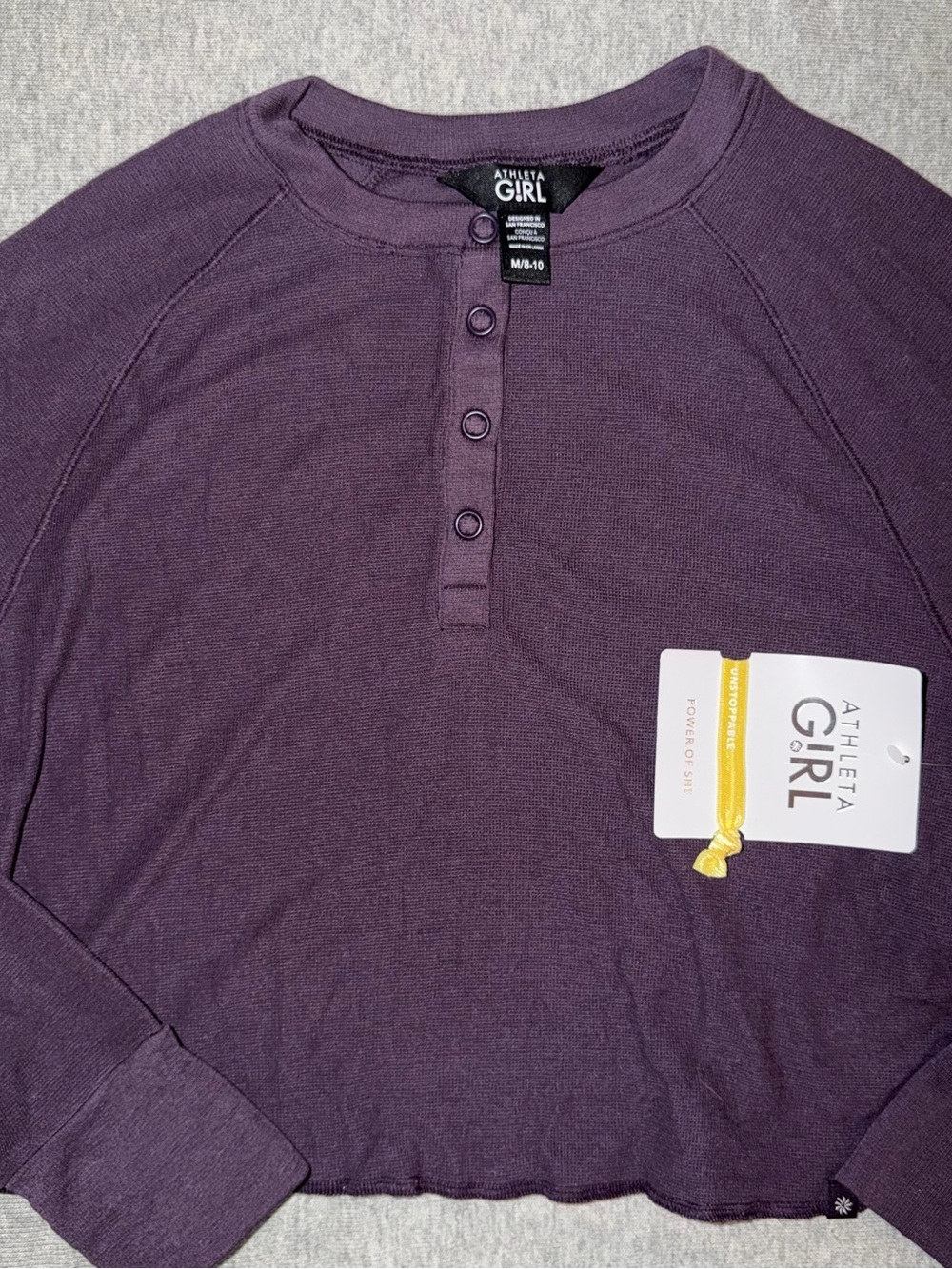 Athleta Girl Purple Button Henley Top